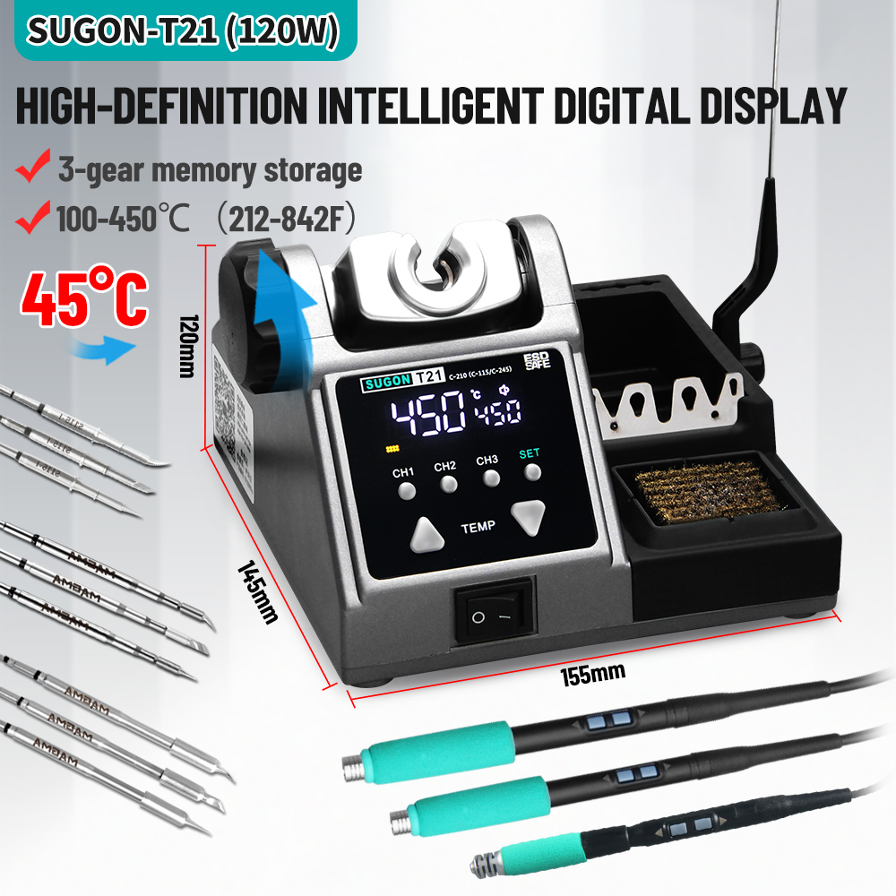 SUGON T21 120W Lehimleme İstas - Soldering Iron Temperature Probe incelemesi ve fiyatı